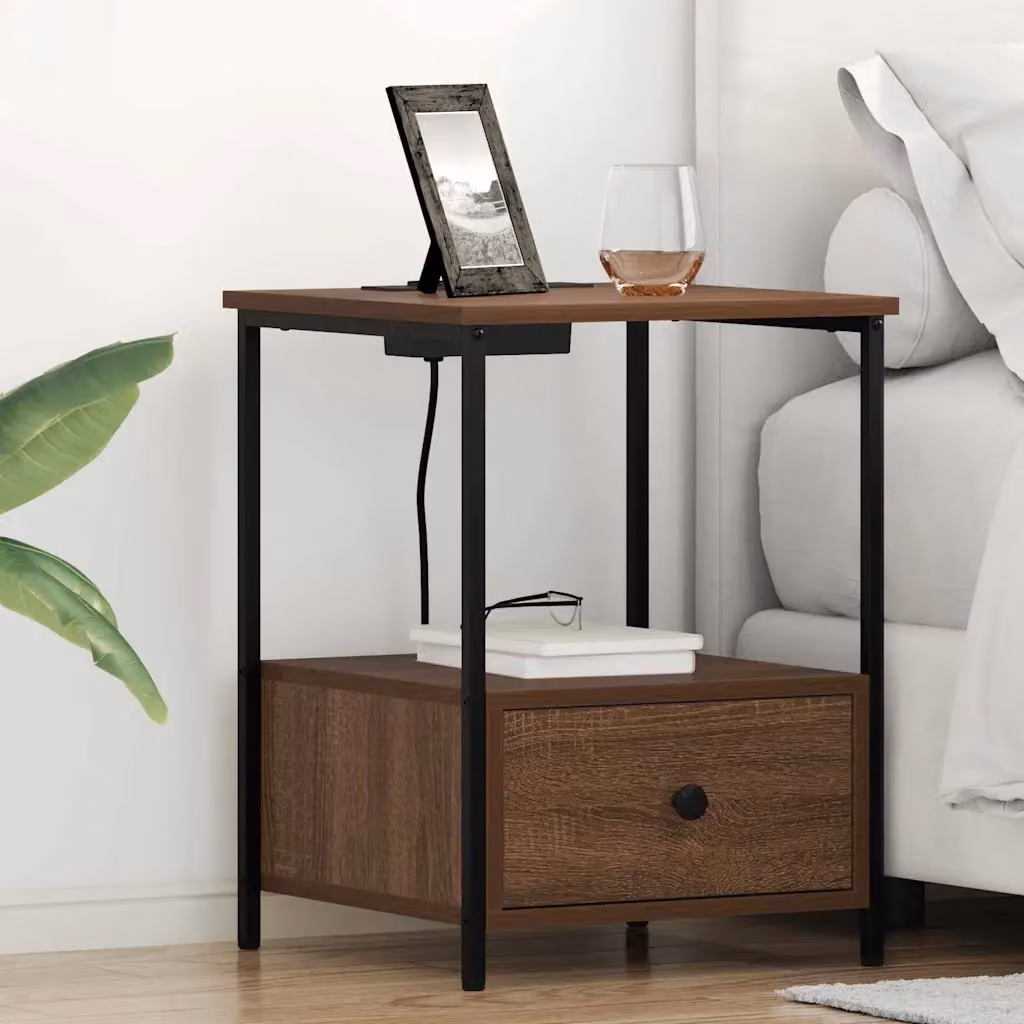 Set di 2 Armadi da Notte vidaXL in Rovere Marrone L 42 cm, P 41 cm, H 56 cm