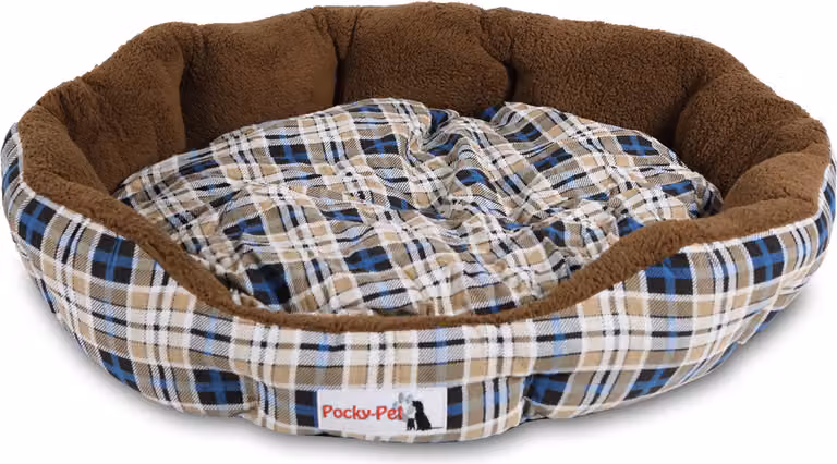 Letto per cani Cuscino per cani a scacchi blu Cesto per cani 75 x 75 x 16 cm