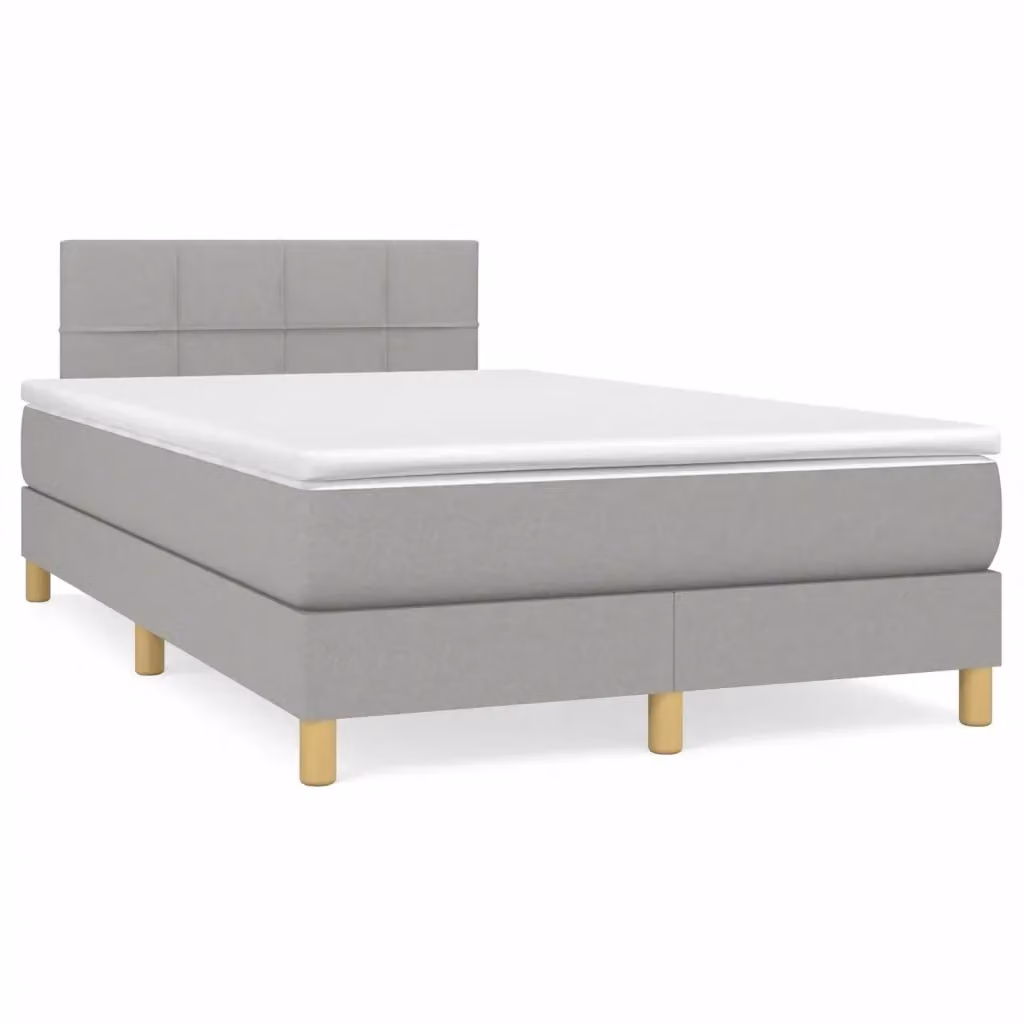 vidaXL Letto Ibrido con Giroletto a Molle e Materasso in Tessuto Grigio e Bianco L/P/H: 120 x 200 x 88 cm – 2