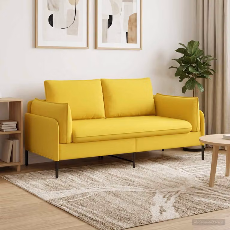 vidaXL Divano a 2 Posti Moderno in Tessuto Giallo L: 188 cm, P: 81 cm, H: 89 cm