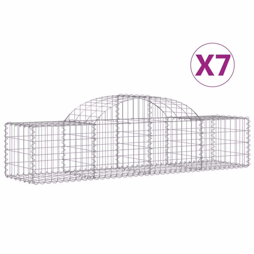 Cesti Gabbioni ad Arco 7 pz 200x50x40/60 cm Ferro Zincato