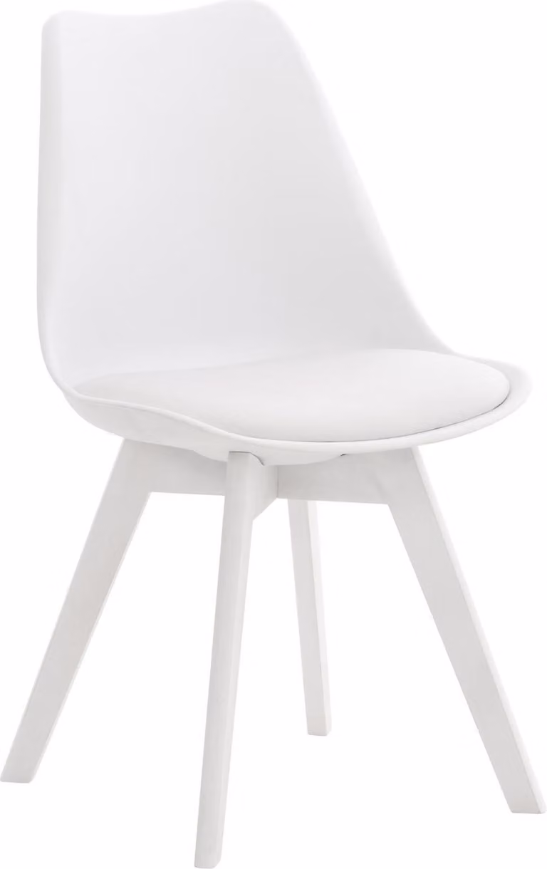 Comoda sedia da pranzo - Sedia da cucina - Imbottitura di facile manutenzione | Colore: bianco/bianco | Materiale: plastica