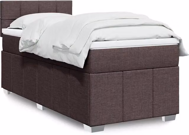 Letto Ibrido vidaXL con Giroletto a Molle e Materasso in Tessuto Marrone e Bianco L/P/H: 200 x 90 x 100,5 cm
