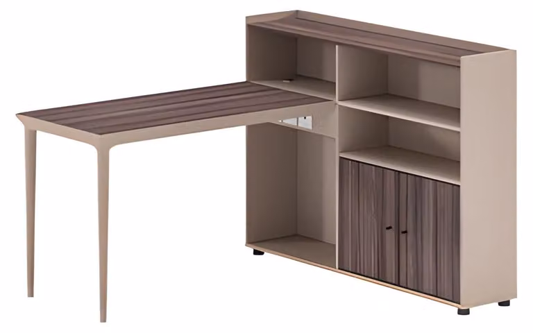 Schreibtisch Regal Kombination Holzoptik Braun Beige Modern Viel Stauraum Büro