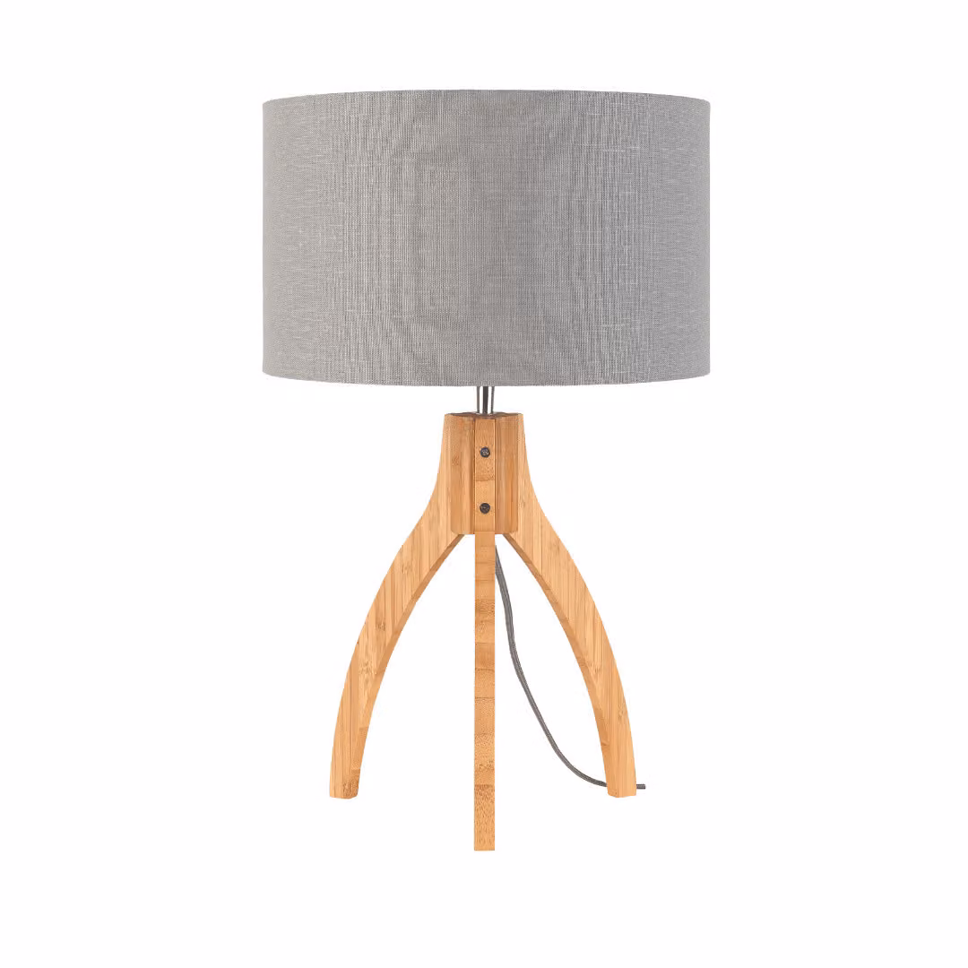 GOOD&MOJO - Lampada da tavolo Annapurna - Grigio chiaro/bambù - Ø36cm Lampada da tavolo - Lampada da comodino, soggiorno, camera da letto