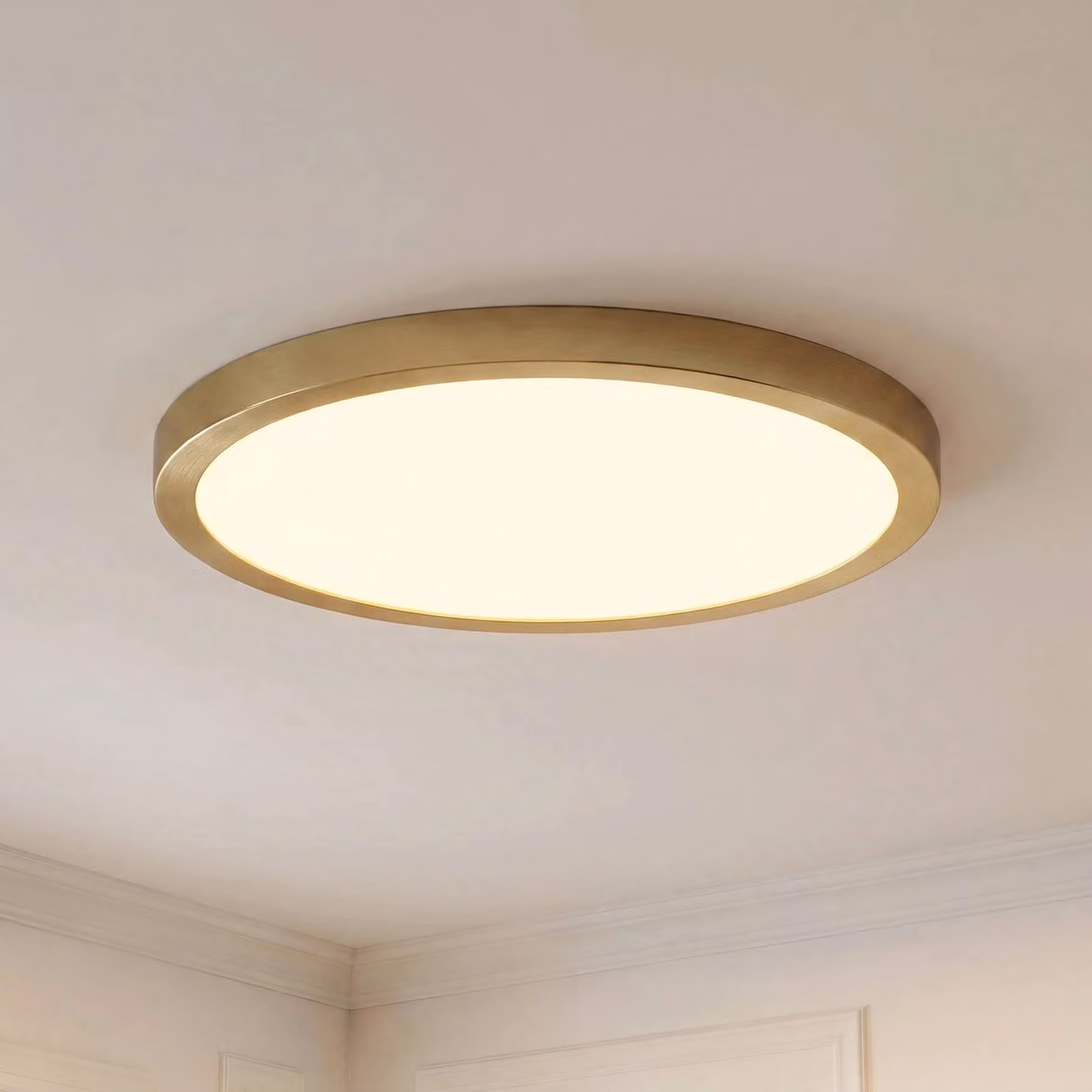 Plafoniera soffitto Sorela Lindby, dimmerabile, Ottone / Oro, Soggiorno / Sala da pranzo, Metallo, Moderno, Plafoniera