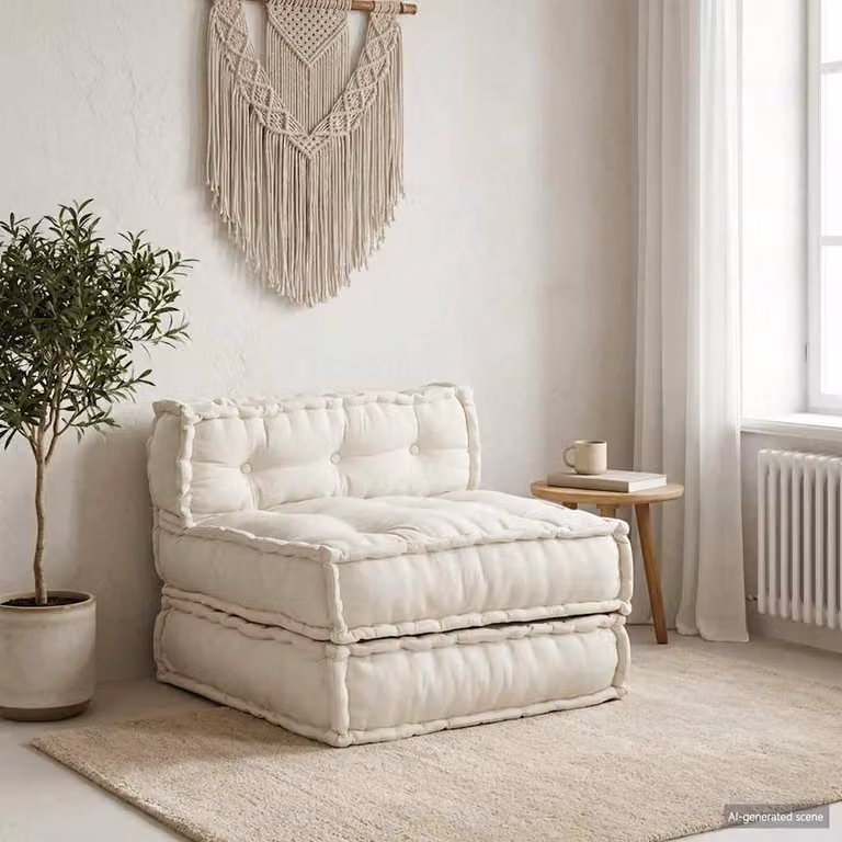 vidaXL Divano Componibile Moderno in Tessuto Beige, L/P/H: 70 x 70 x 54 cm