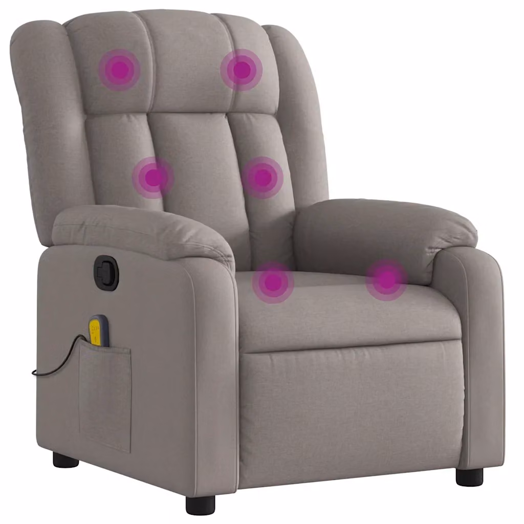 Poltrona Relax Reclinabile vidaXL in Tessuto con Braccioli, Colore Beige e Grigio – 2