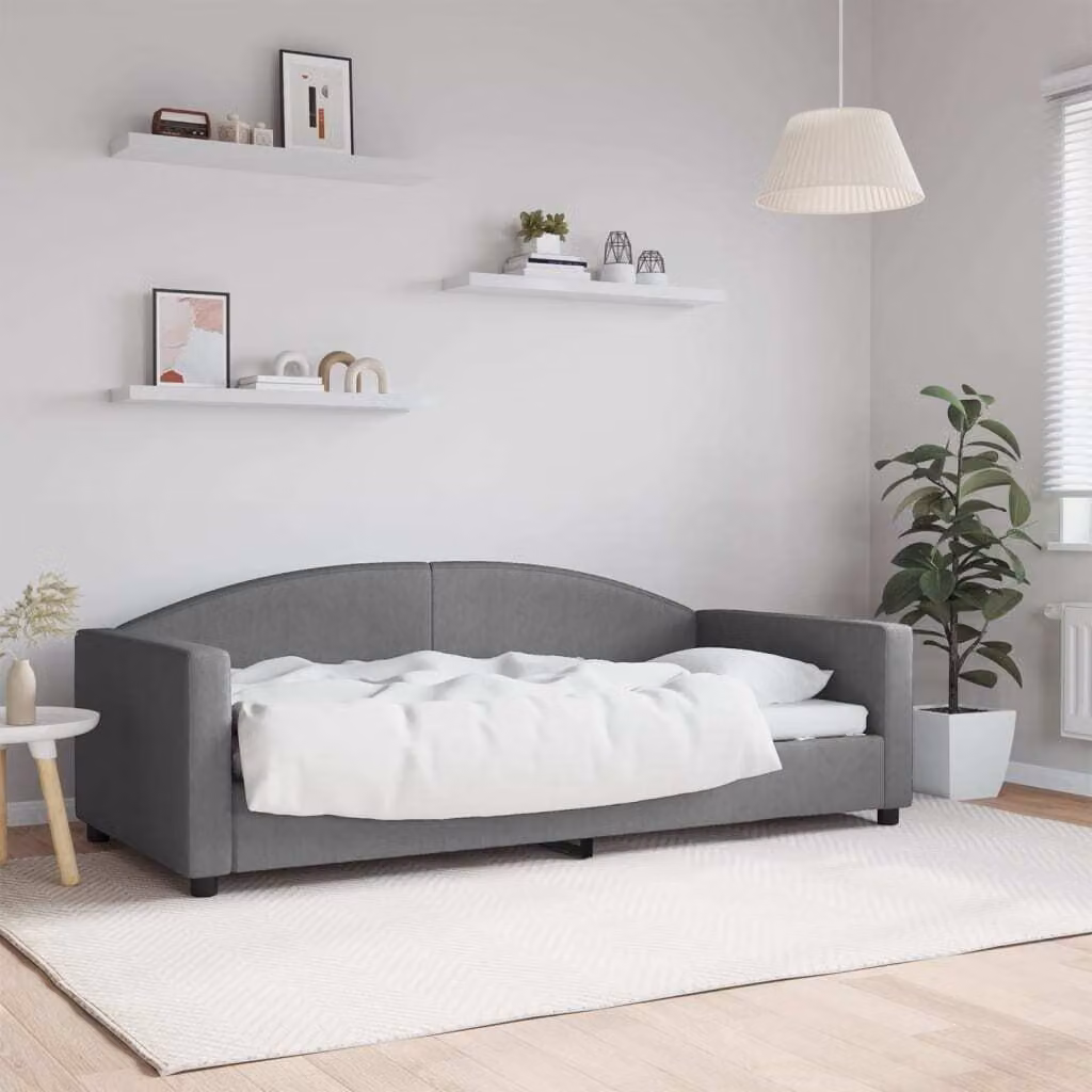 Maison Exclusive - Letto a giorno, colore grigio scuro, 90x190 cm, tessuto