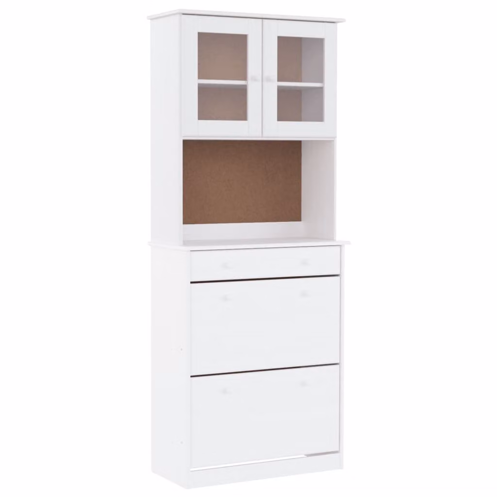 Credenza ALTA Bianca 77x35x188 cm in Legno Massello di Pino