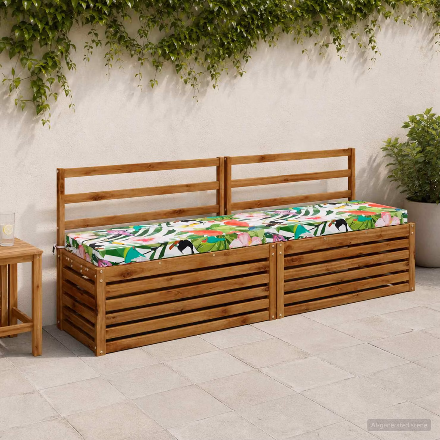 Set di 2 cuscini per panchina vidaXL multicolore in poliestere con imbottitura in schiuma e coperture lavabili