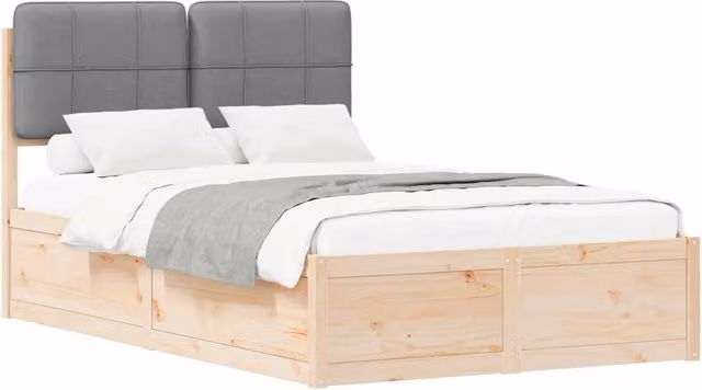 Letto matrimoniale | Letto per adulti | Letto con Testiera Rivestita Grigio chiaro 120 x 190 cm