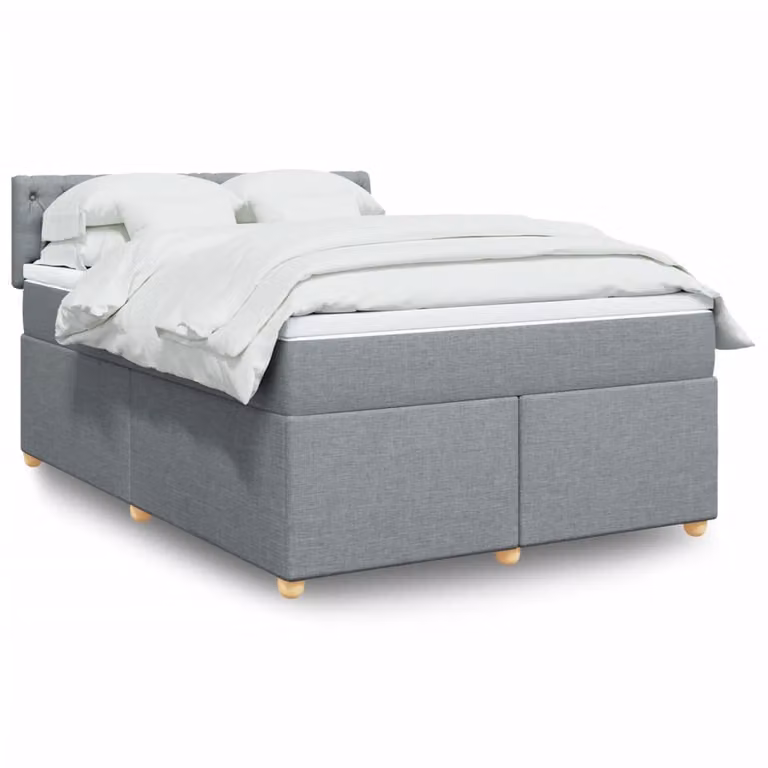 vidaXL Letto Ibrido con Materasso e Giroletto in Tessuto Grigio e Bianco L/P/H: 140 x 190 cm