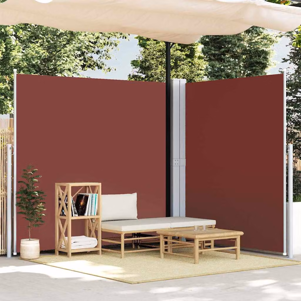 vidaXL Tenda da Sole Laterale Retrattile Marrone in Poliestere con Struttura in Alluminio e Acciaio L: 600 cm, H: 220 cm