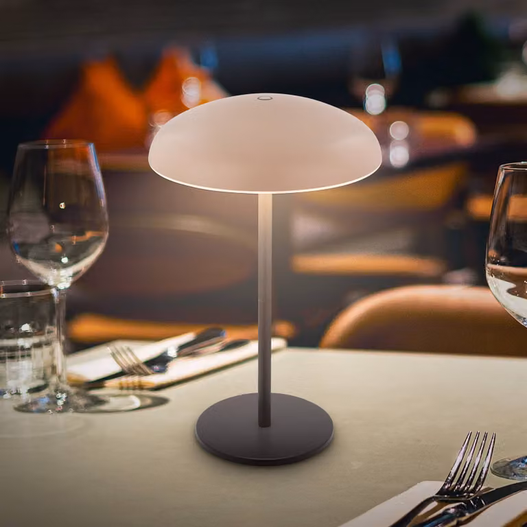 Briloner Lampada LED da tavolo ricaricabile Brilo unplugged Caxa 30, beige/antracite Caxa, dimmerabile, Nero, Metallo
