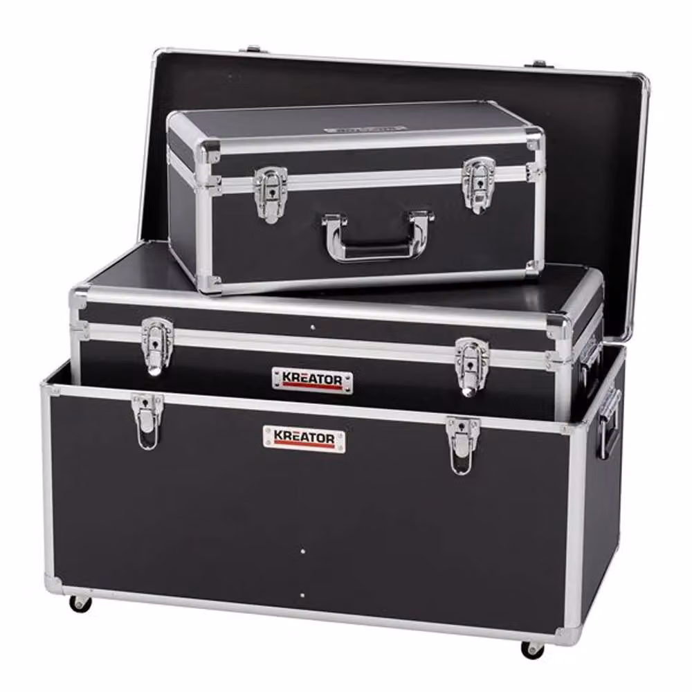 Set di 3 bauli portattrezzi Kreator in metallo e alluminio colore nero L/P/H: 38 x 36 x 36 cm – 2