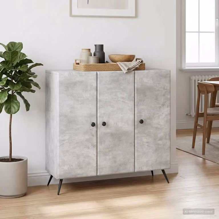 Credenza moderna vidaXL in legno ingegnerizzato grigio, L 89 x P 34,5 x H 80 cm