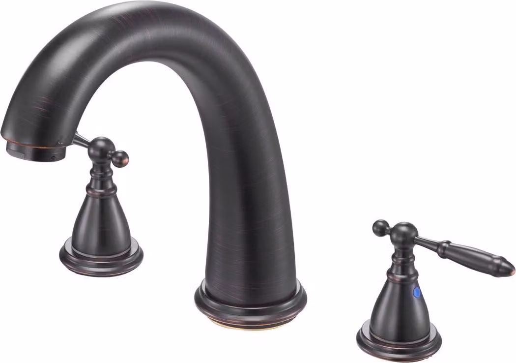 Rubinetto per vasca romana, set di rubinetti per vasca da bagno a collo d'oca con 2 maniglie, rubinetti per vasca romana con montaggio a ponte per la cura dei bambini, il bagno degli adulti, rubinetto per vasca da bagno a cascata a 3 fori, bronzo, design