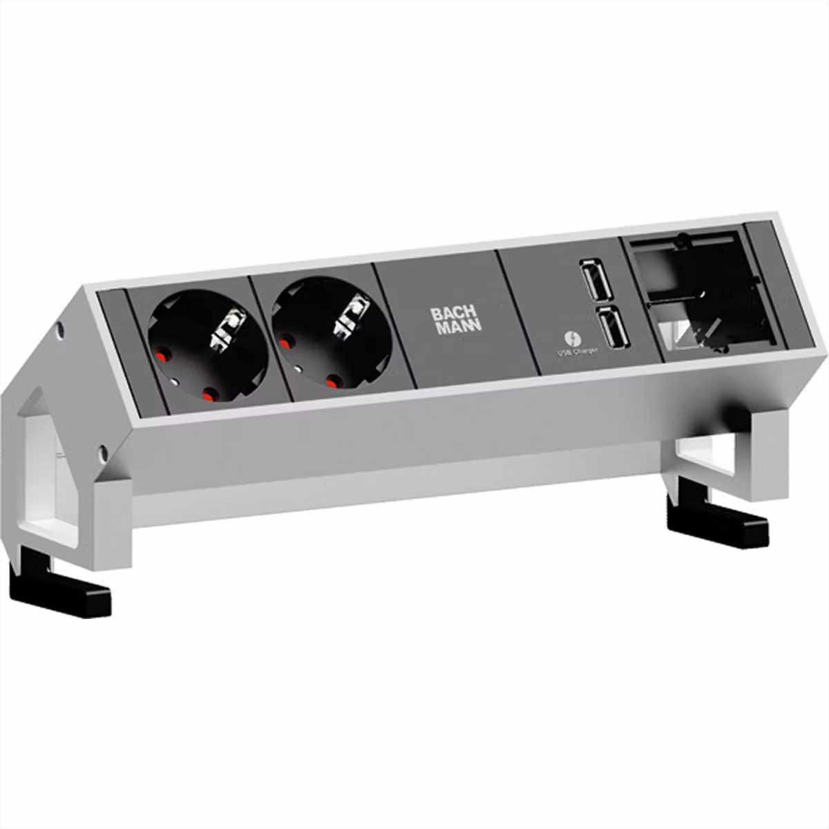 BACHMANN DESK2 2x Schutzkontakt 1x Caricatore USB 1x ABD GST18, grigio