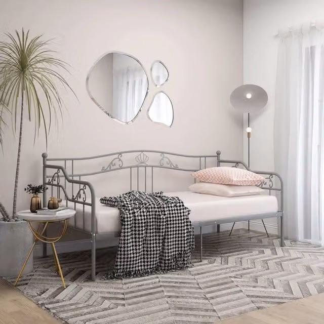 Telaio Divano Letto-Struttura Sofa Letto Grigio in Metallo 90x200 cm 155552