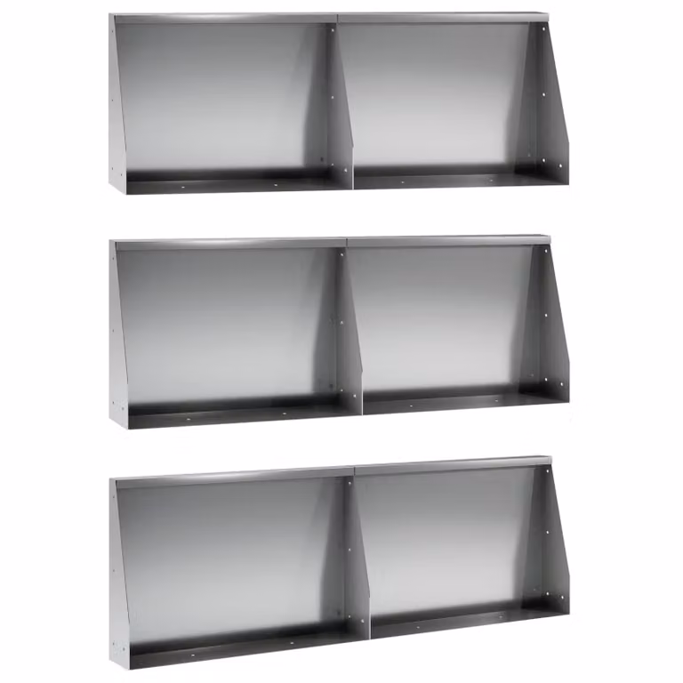 Set di 6 pezzi di muretti per aiuole rialzate vidaXL in acciaio zincato color argento, L: 60 cm, P: 12 cm, H: 40 cm