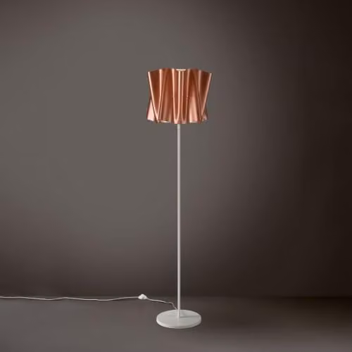 Linea Zero Piantana Base e Stelo in Metallo Folio Paralume Rame Diametro 40x h164 cm