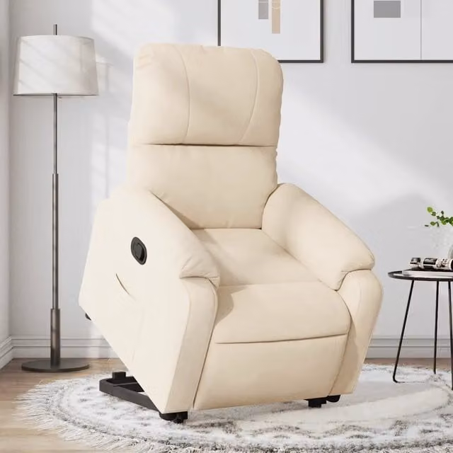Poltrona Alzapersona Reclinabile vidaXL Beige in Microfibra con Assistenza Elettrica per Senior