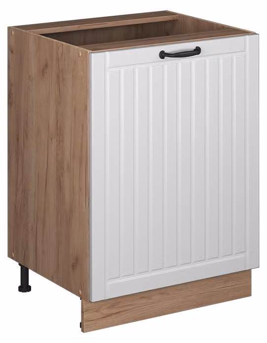 Mobiletto base cucina Vicco Fame-Line Bianco rustico/Rovere dorato 60 cm 1 anta senza piano di lavoro, Model 65213