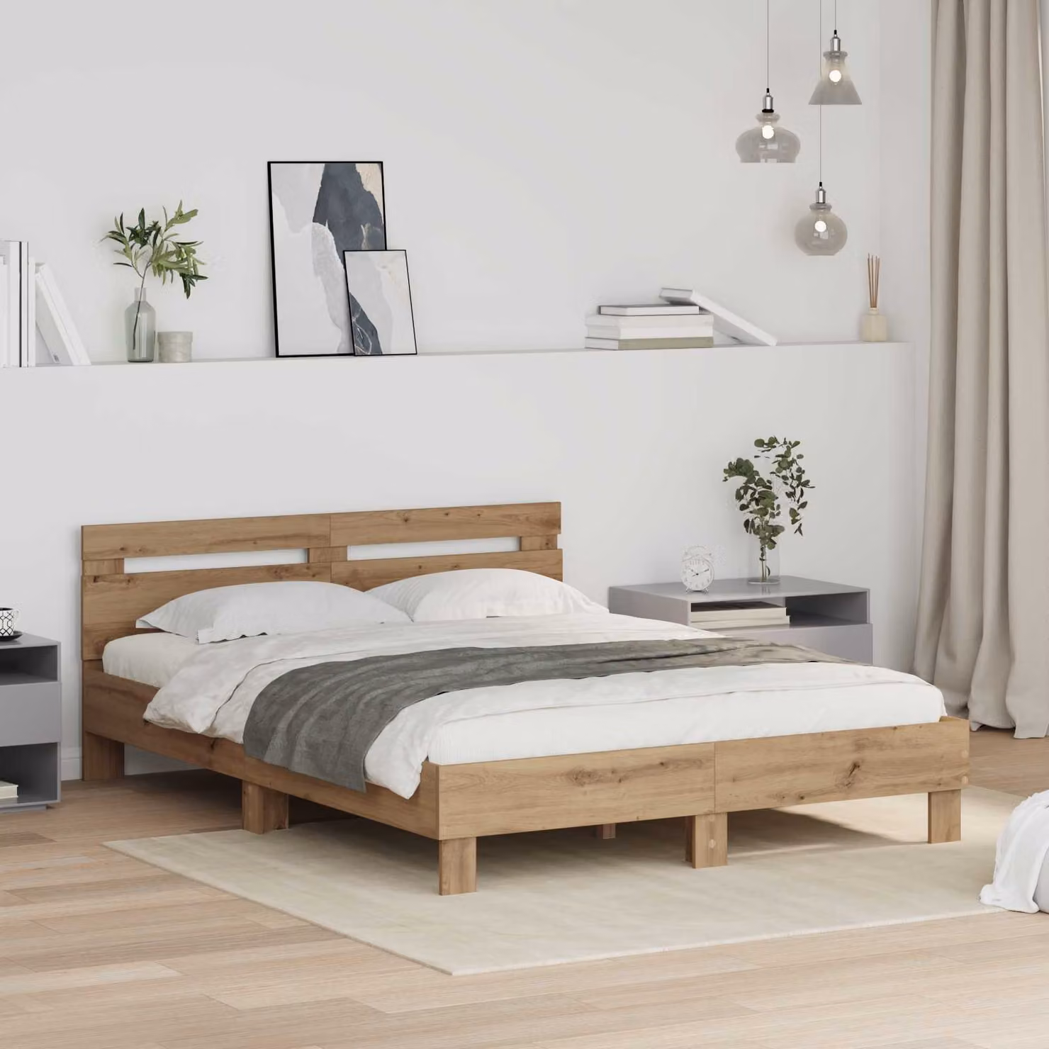 Struttura del letto moderna vidaXL in legno color marrone L/P/H: 200 x 120 x 70 cm