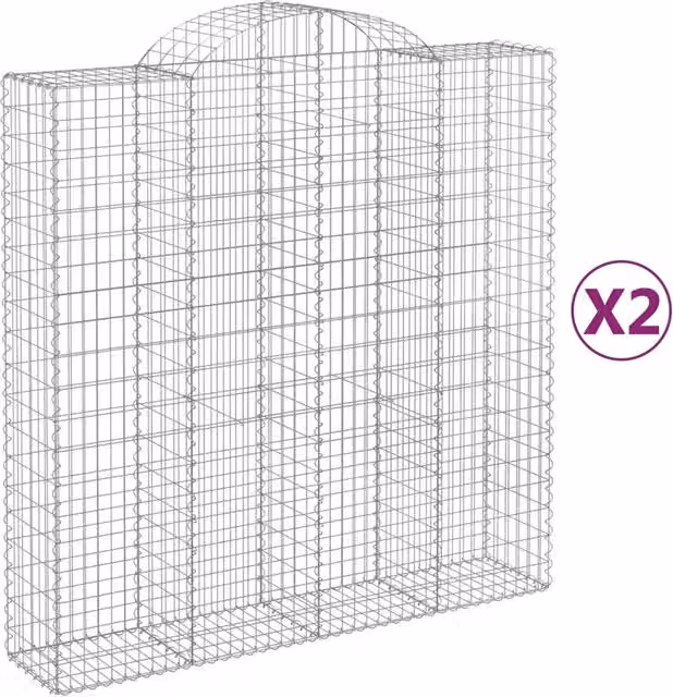 Cesti Gabbioni ad Arco 2 pz 200x50x200/220 cm Ferro Zincato