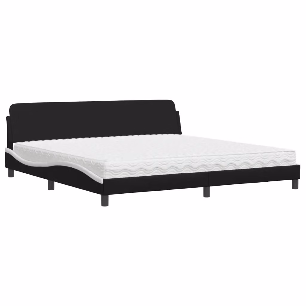 Letto con Materasso Dover vidaXL in Similpelle Nero e Bianco L/P/H: 200 x 200 x 218 cm – 2