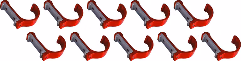 Set di 10 appendiabiti / appendiabiti in alluminio (curvo, rosso)