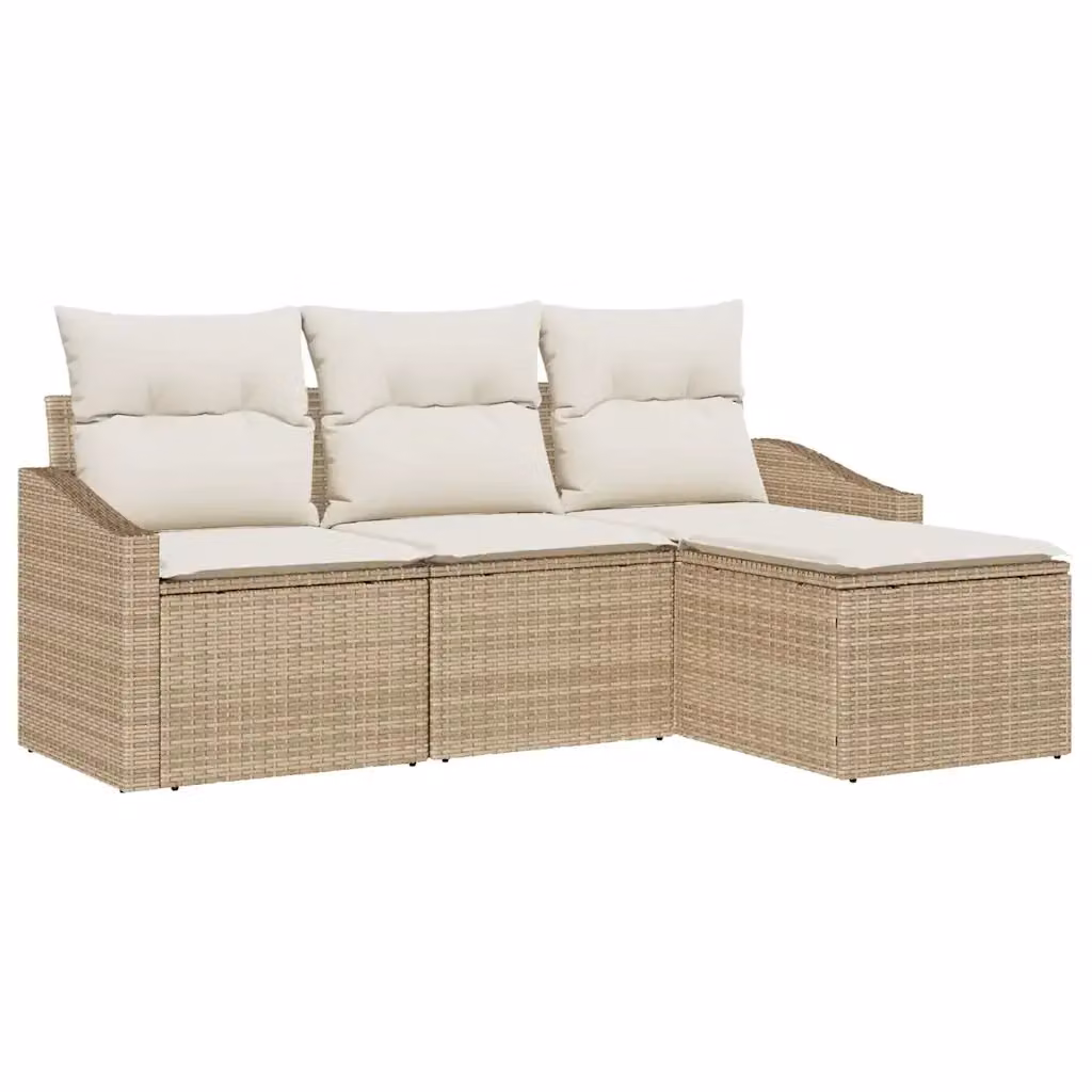 Set di divani da giardino moderno vidaXL in rattan e metallo, Beige – 2