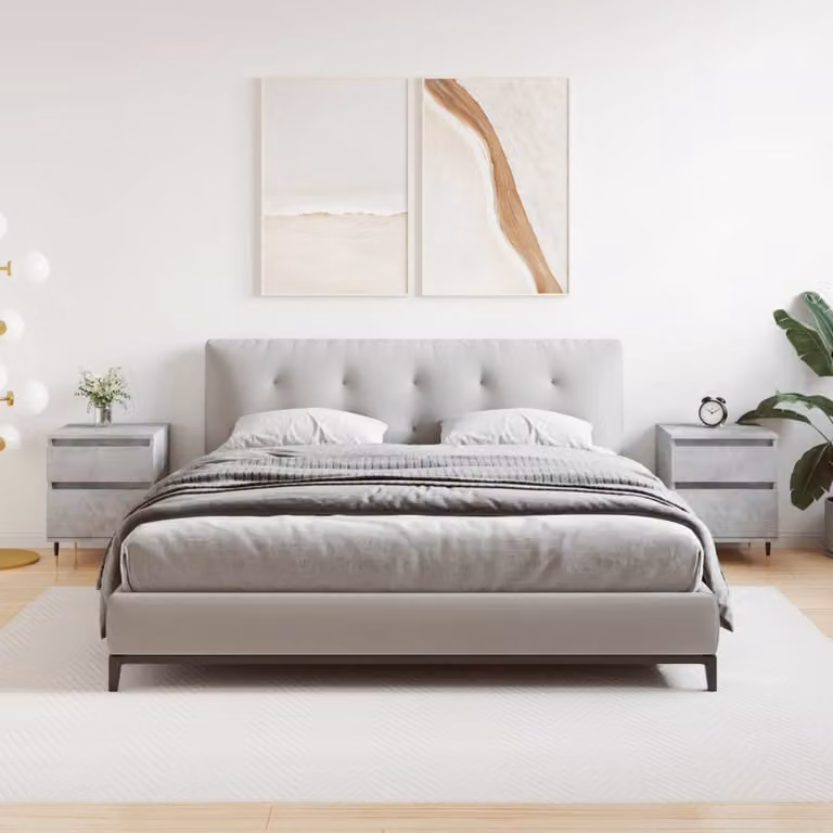 Set di 2 comodini moderni vidaXL in legno e metallo, colore grigio, L 40 cm x P 35 cm x H 50 cm