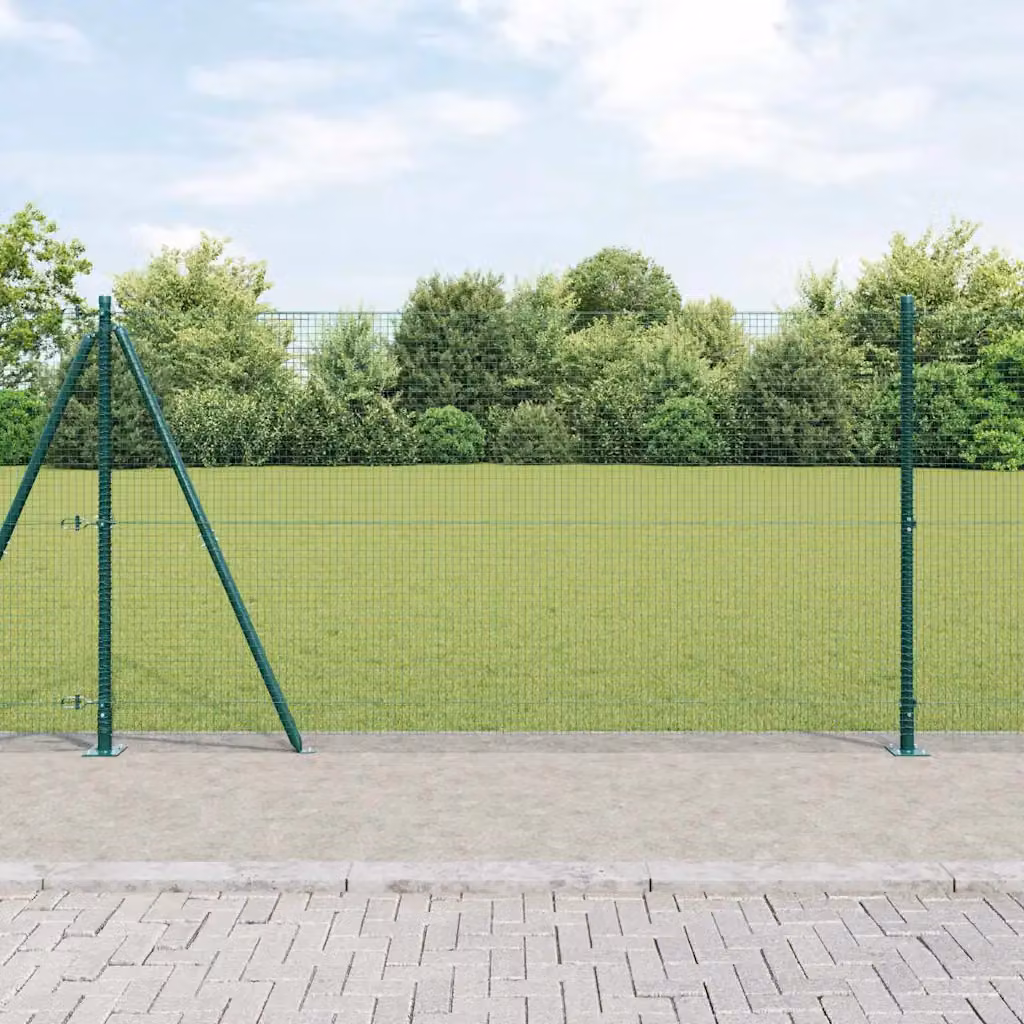 Recinzione Metallica Saldata vidaXL con Base in Cemento, Acciaio e PVC Verniciato a Polvere, Verde, L: 12 m, H: 1,2 m