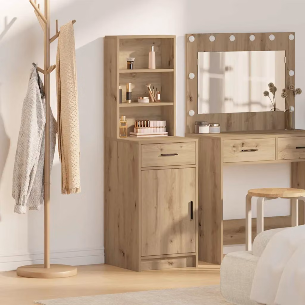 Credenza vidaXL in rovere con ante a battente e ripiani interni, L/P/H: 41 x 40 x 135 cm