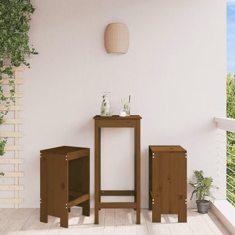 Set di 2 sgabelli da bar vidaXL in legno massello di pino color marrone ambra, L/P/H: 40 x 36 x 75 cm