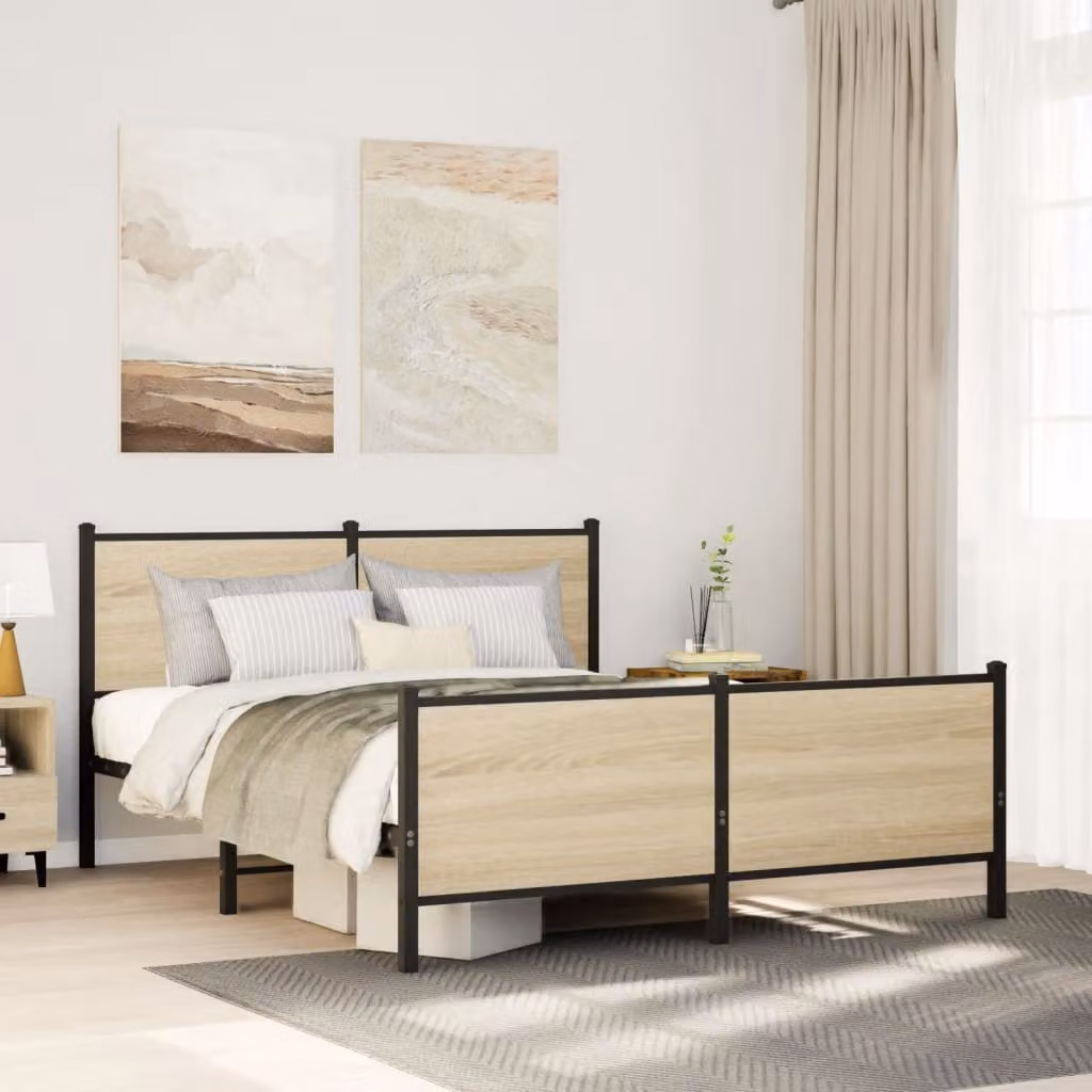 Giroletto in metallo vidaXL color rovere con struttura a doghe fisse L 140 x P 190 cm – 1