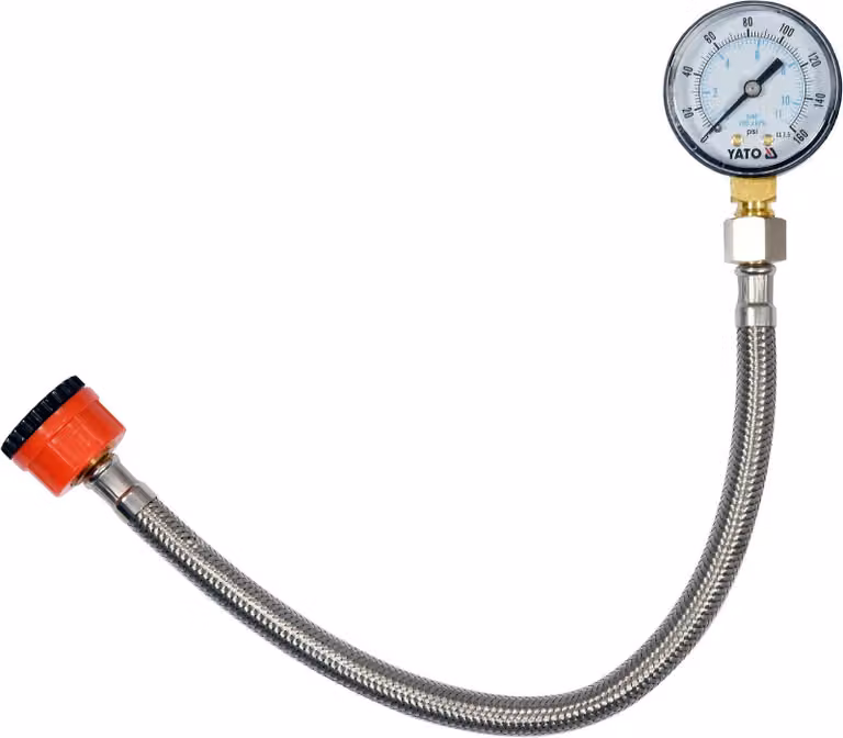 Misuratore di pressione dell'acqua professionale, completo di manometro e tubo in acciaio inossidabile