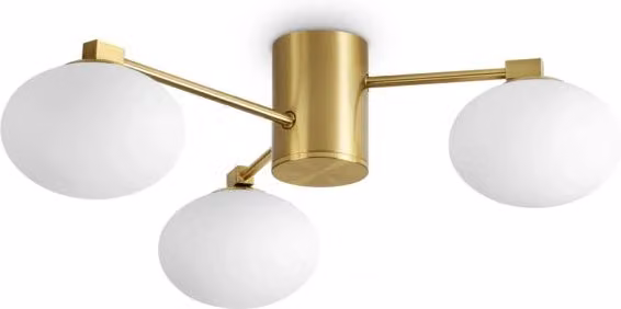 Plafoniera Moderna Hermes IDEAL LUX in Metallo Ottone e Vetro Bianco con 3 Luci G9 28W 3000K IP20