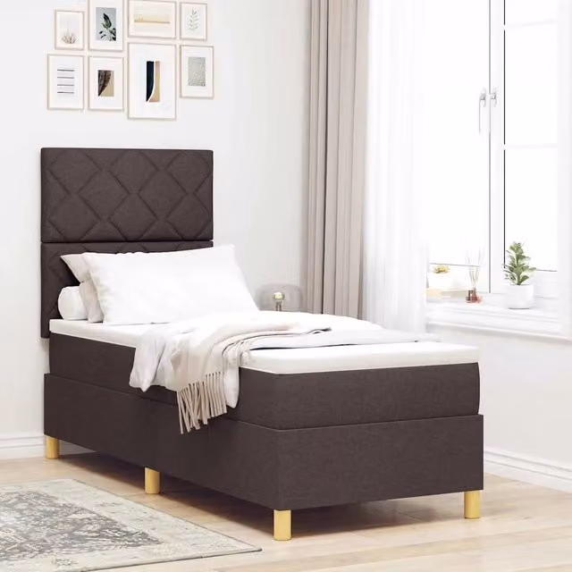 Letto a molla con illuminazione LED vidaXL in tessuto marrone, L 80 x P 200 cm