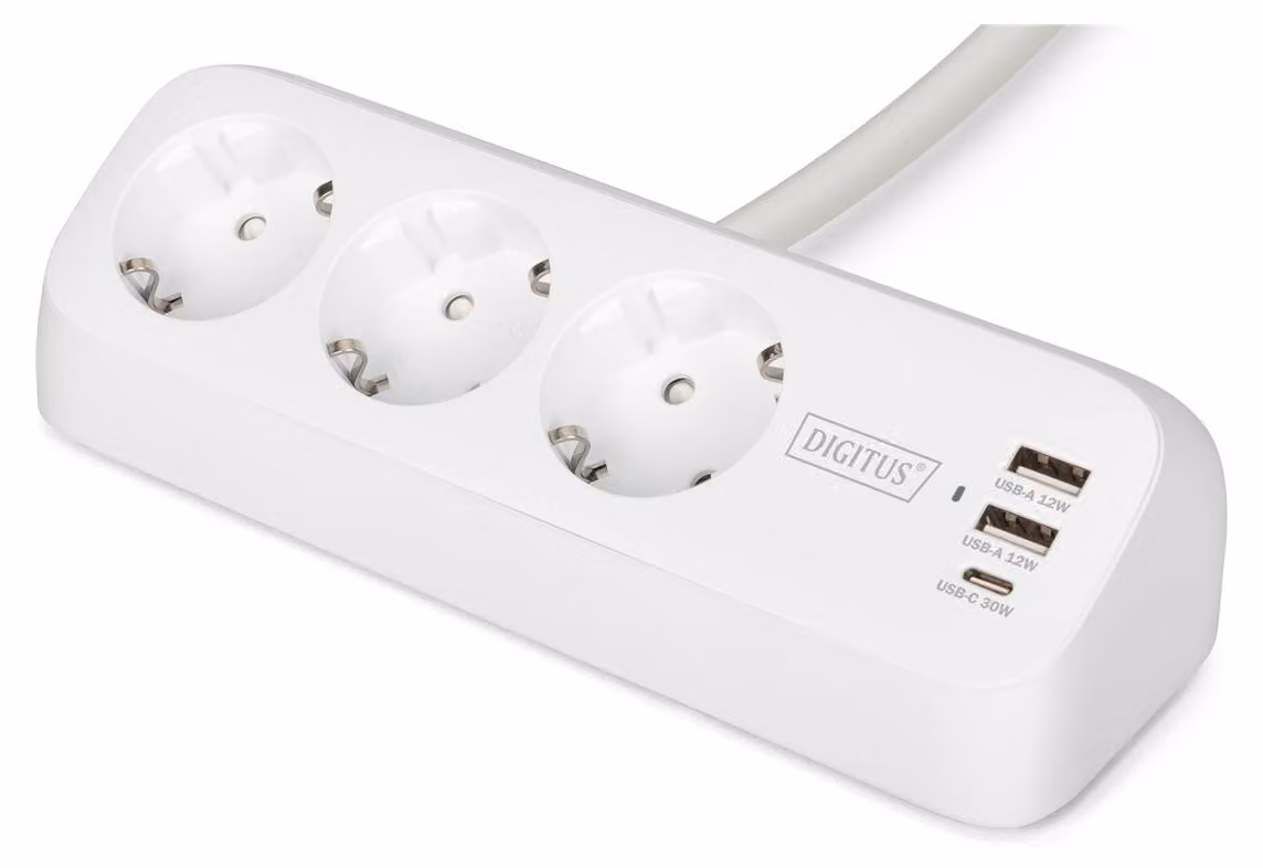 Digitus DA-70626 DIGITUS Steckdosenleiste 2x + 2USB  1,5m 12W 30W weiß