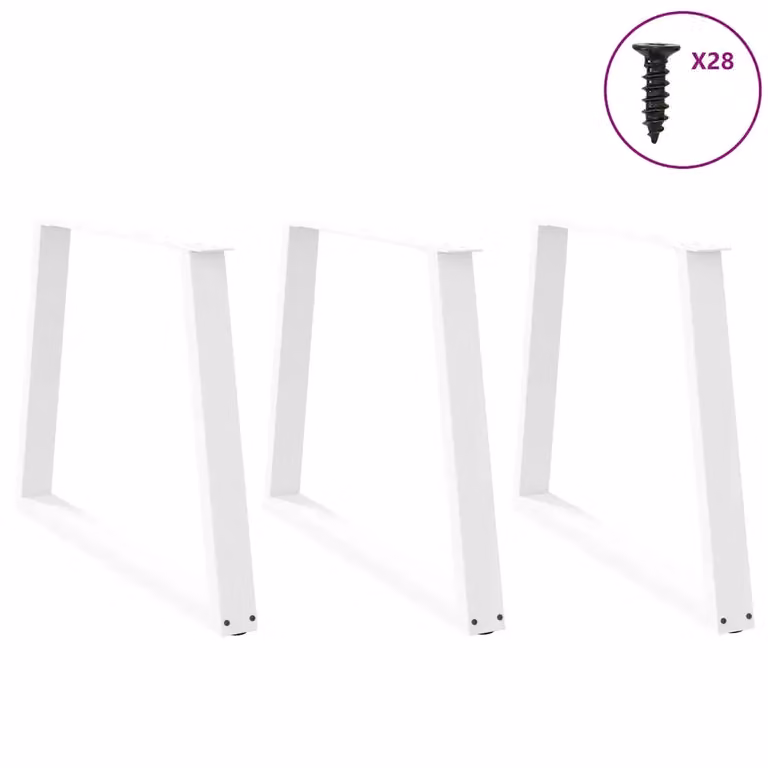 Set di 3 gambe per tavolo da pranzo a forma di V vidaXL in acciaio bianco, Altezza: 72-73,3 cm