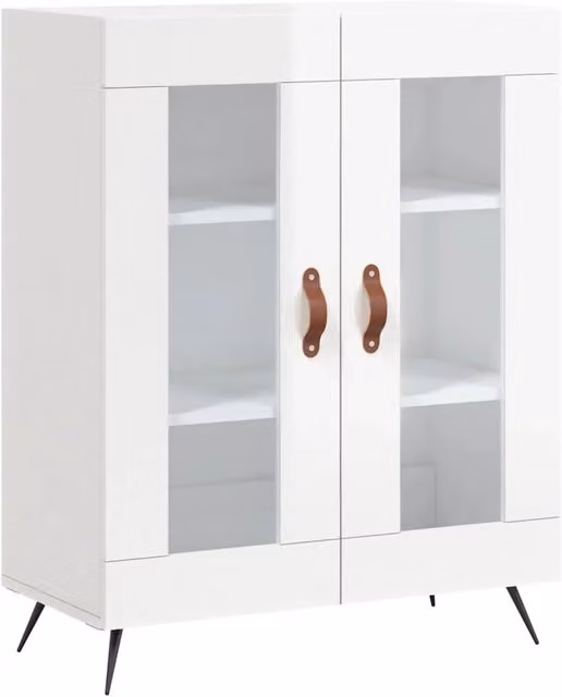 Buffet credenza cassettiera mobiletto mobile contenitore organizer per cucina soggiorno finitura lucida 69,5 x 34 x 90 cm legno ingegnerizzato bianco 02_0030721