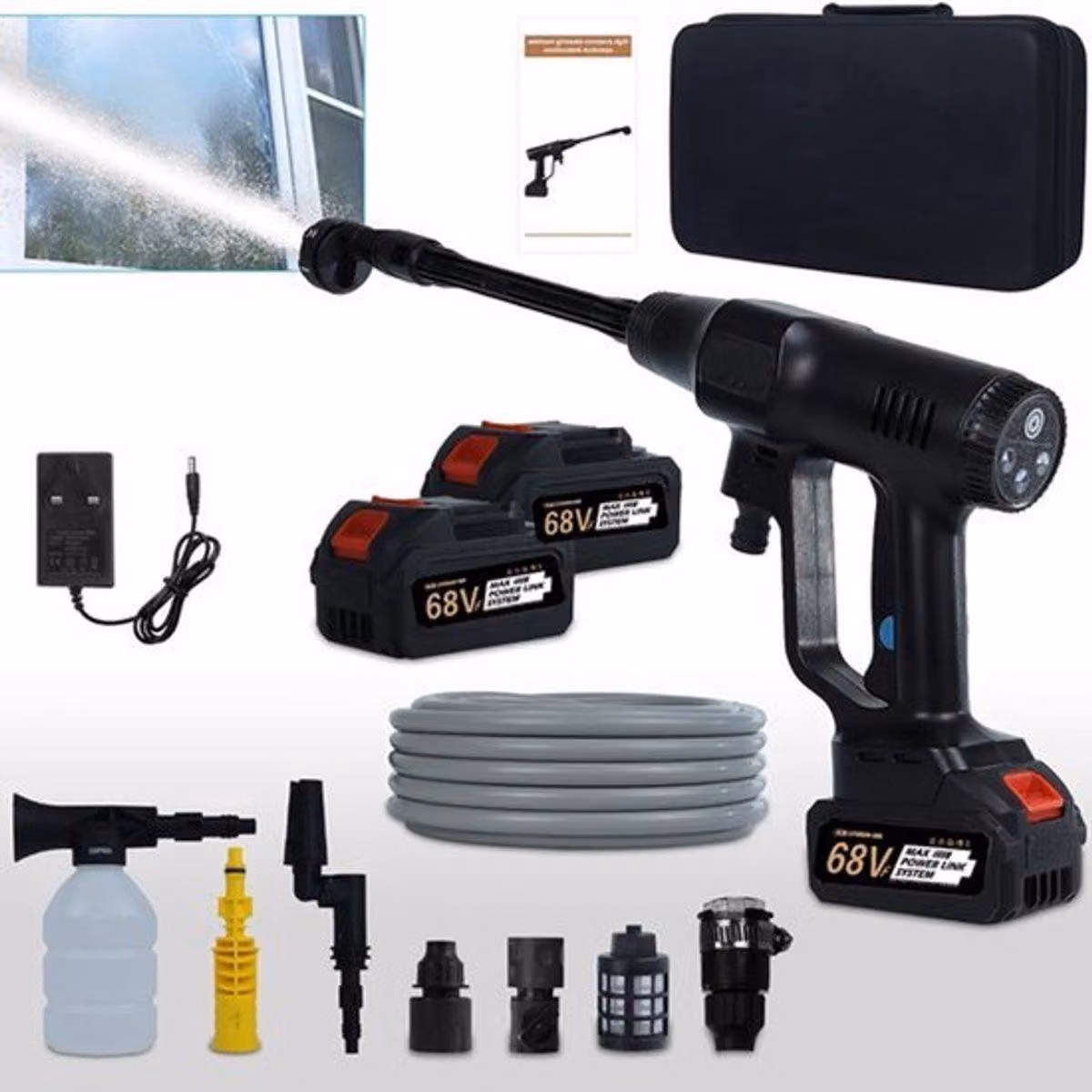 Idropulitrice elettrica, senza fili, con una potenza di 3500W, una pressione di 200 BAR e 6 funzioni