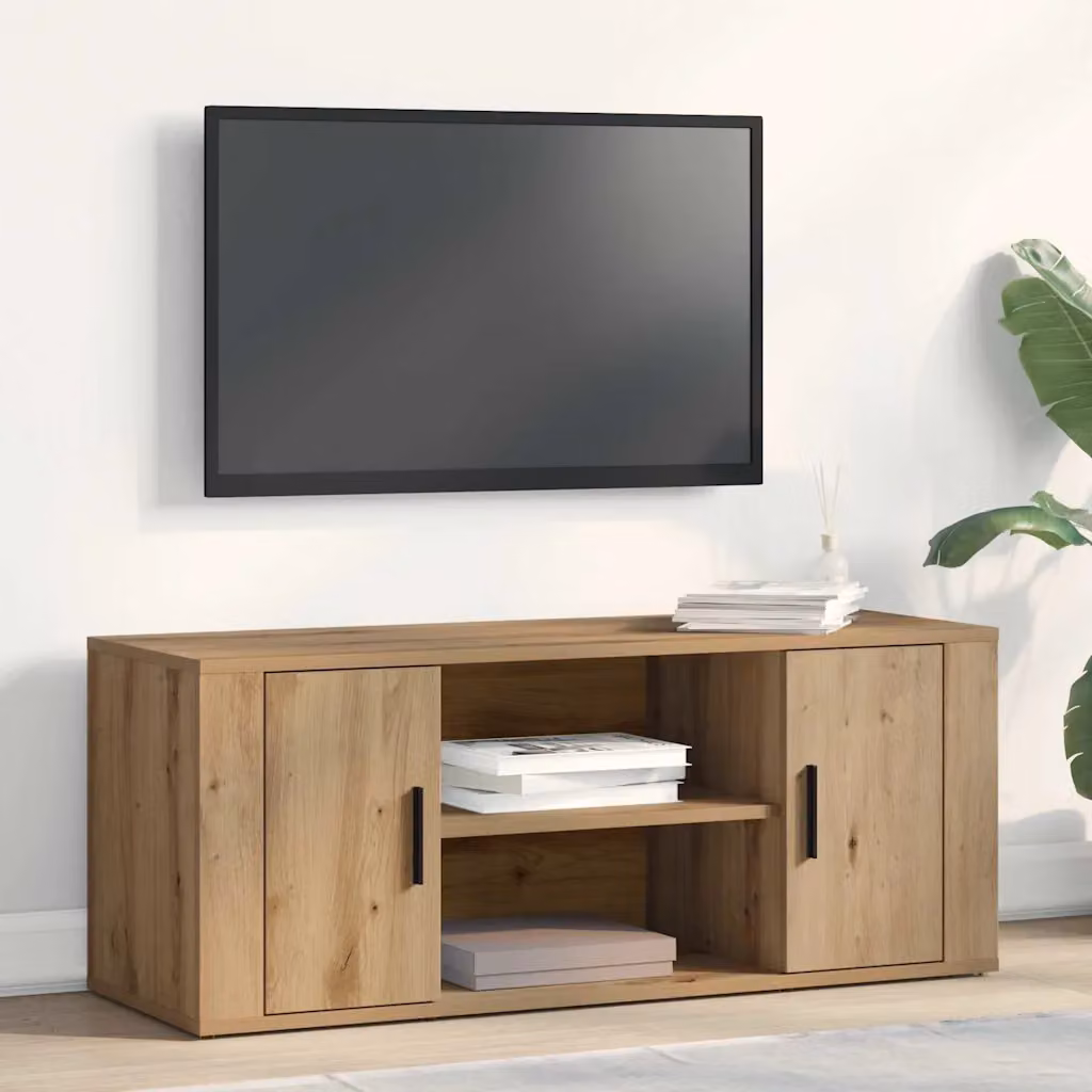 Mobile TV vidaXL in rovere artigianale marrone, L 100 cm x P 35 cm x H 40 cm