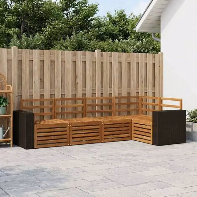 Set di divani da esterno 5 pz Naturale Poliestere 3384360
