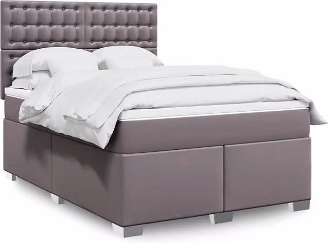 Letto a molle con materasso vidaXL in similpelle grigia e bianca L/P/H: 140 x 190 cm