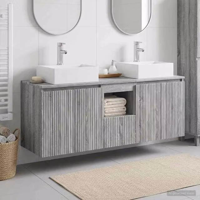 Set di Armadi da Bagno 3 pz Sonoma grigio 129 x 41 x 79.5 cm 3405653