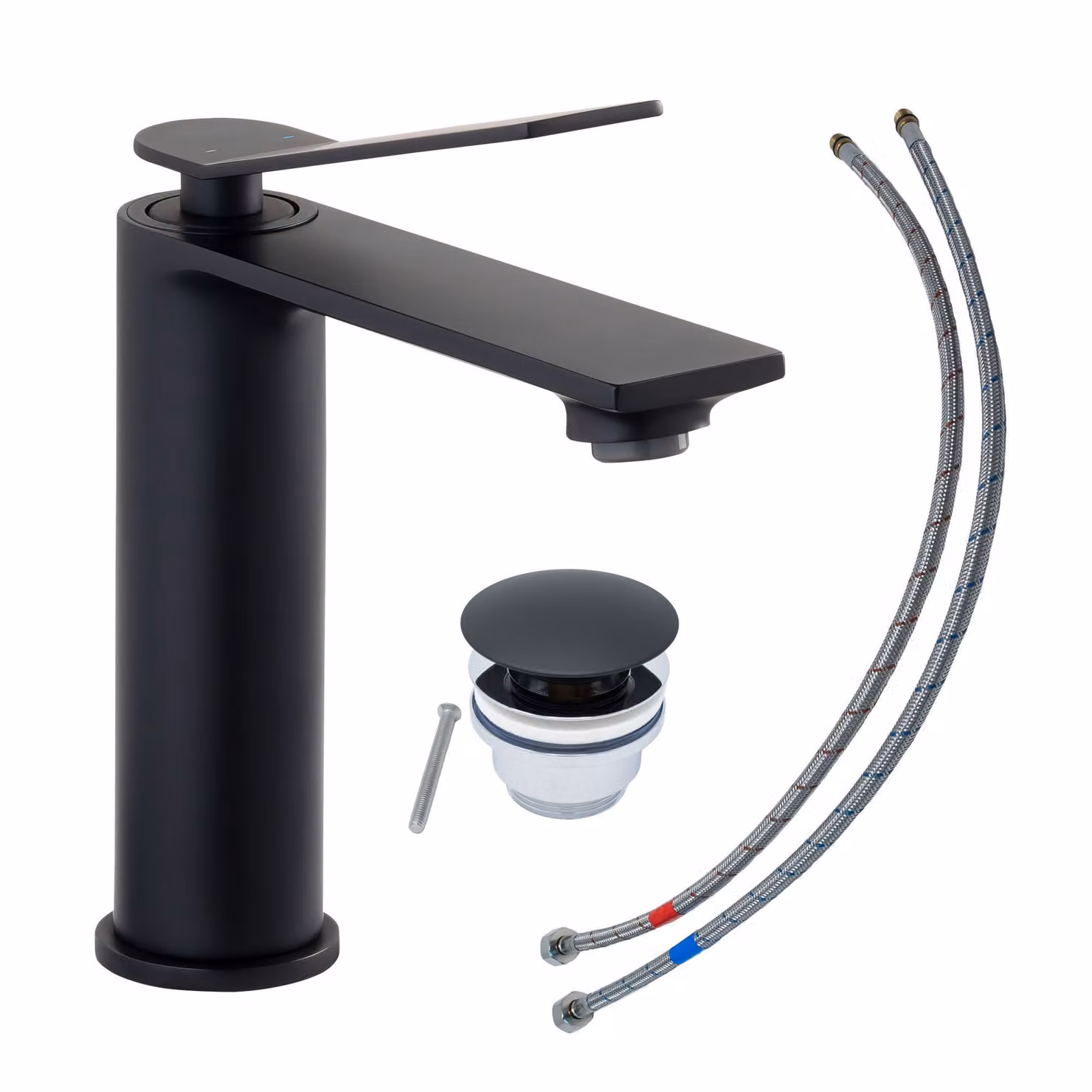 Miscelatore per lavabo SCHÖNER WOHNEN collezione VIOLA M, nero opaco, rubinetto adatto ai lavabi a parete del vostro bagno